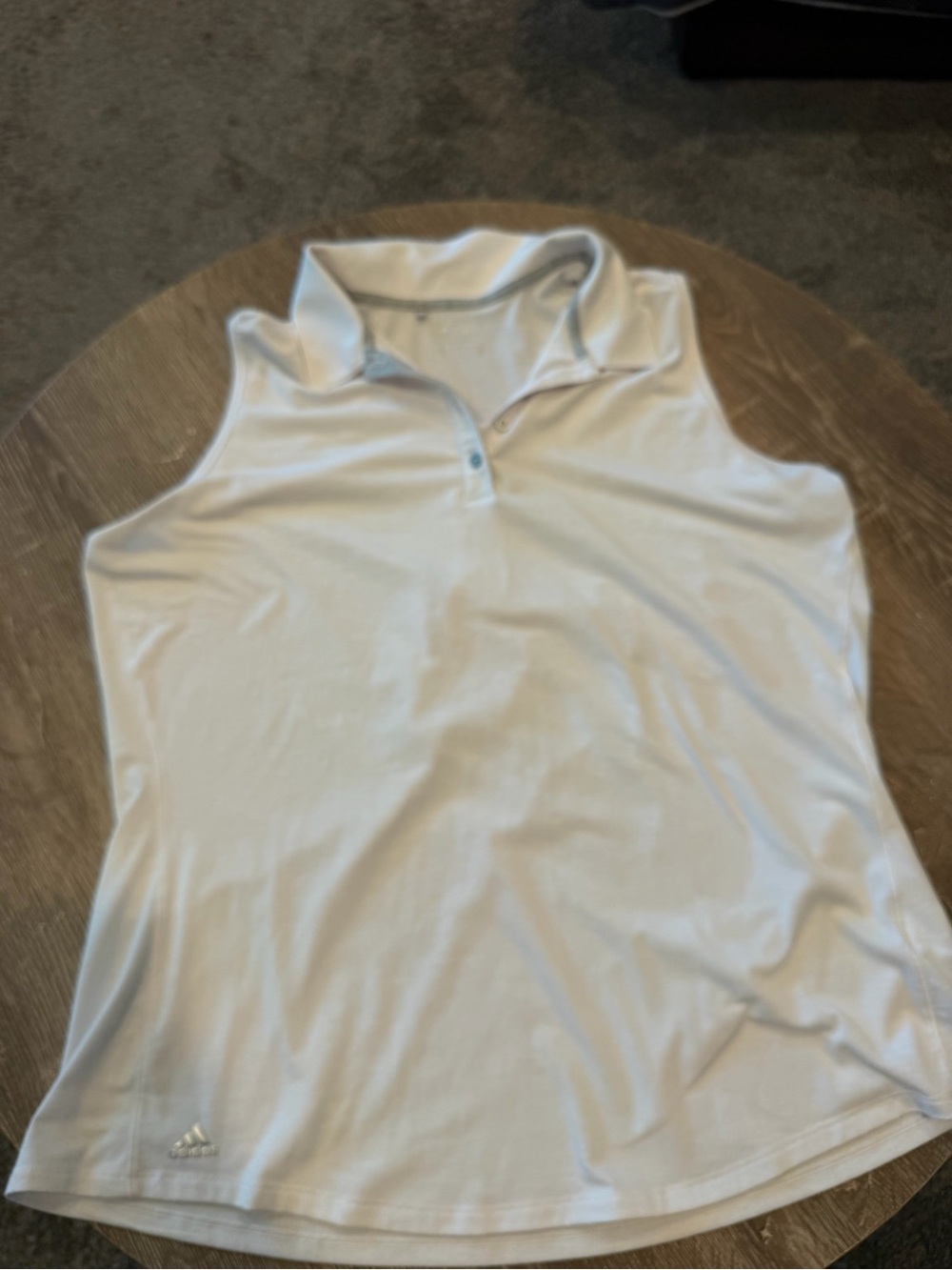 adidas White Sleeveless Polo Tank Top